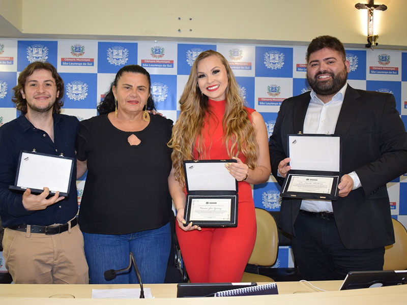 Câmara Municipal realiza homenagens aos jovens lourencianos Danilo Medeiros, Kaiana Geri Spiering e Michel Azevedo Kuhn