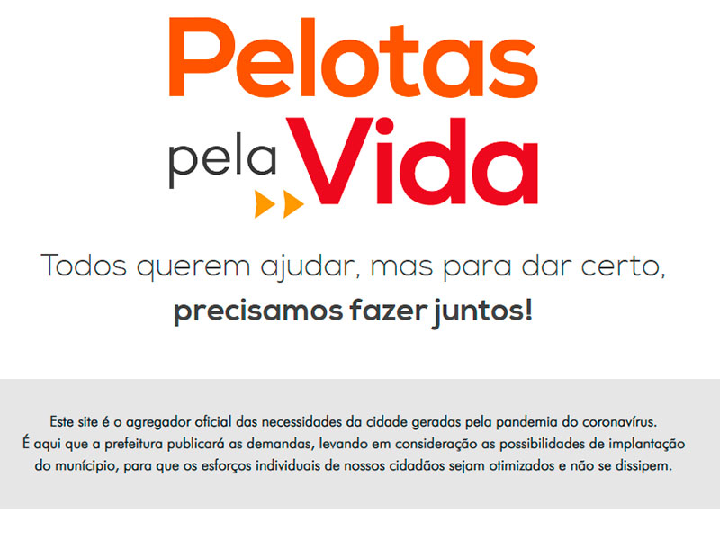 Site ‘Pelotas pela Vida’ centraliza doações durante a pandemia