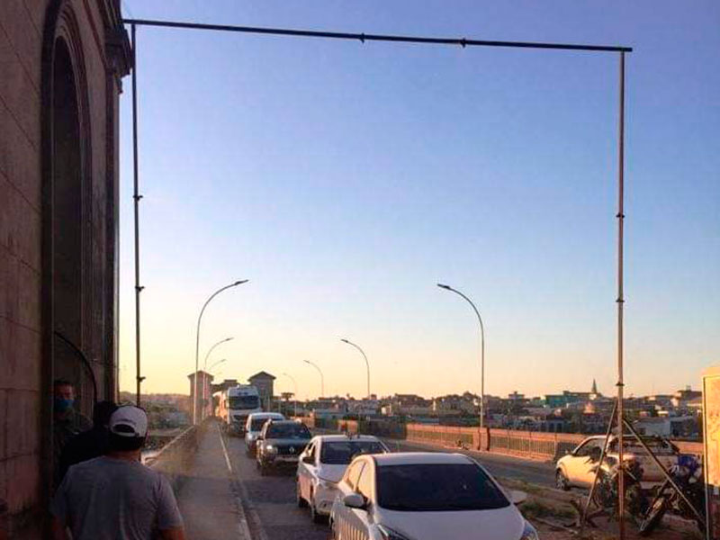 Jaguarão: Cortinas sanitárias são colocadas na Ponte Internacional Mauá
