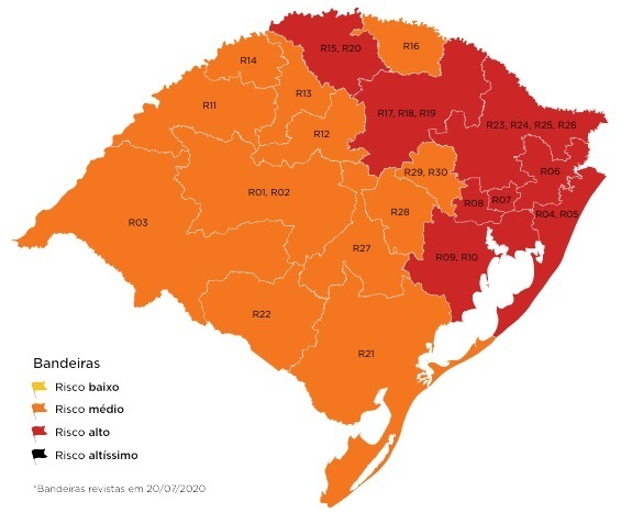 Oito regiões do estado permanecem na bandeira vermelha