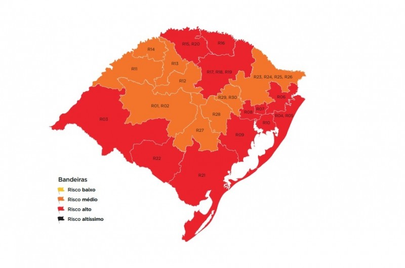 Região de Pelotas passa para bandeira vermelha em mapa preliminar do Distanciamento Controlado