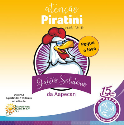 Piratini: Aapecan realiza Galeto Solidário no dia 5 de dezembro