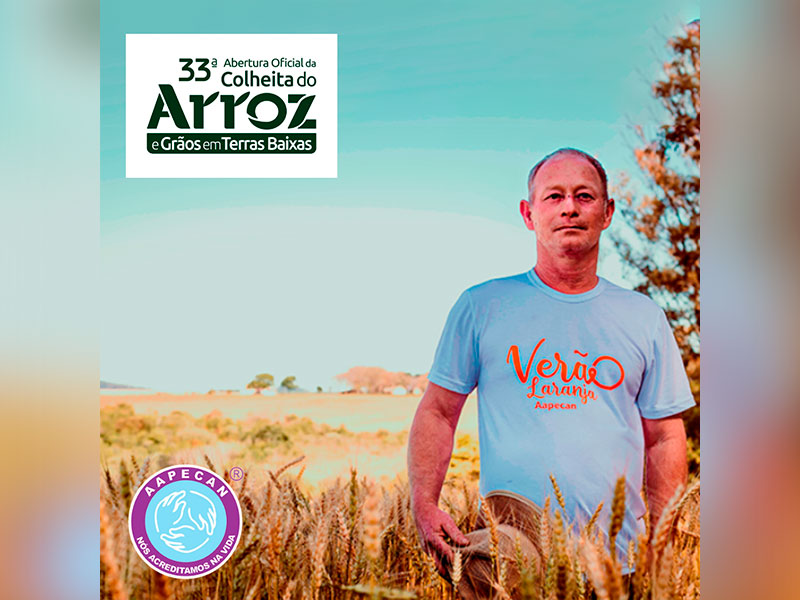 Aapecan Pelotas divulga a campanha Verão Laranja na 33ª Abertura da Colheita do Arroz