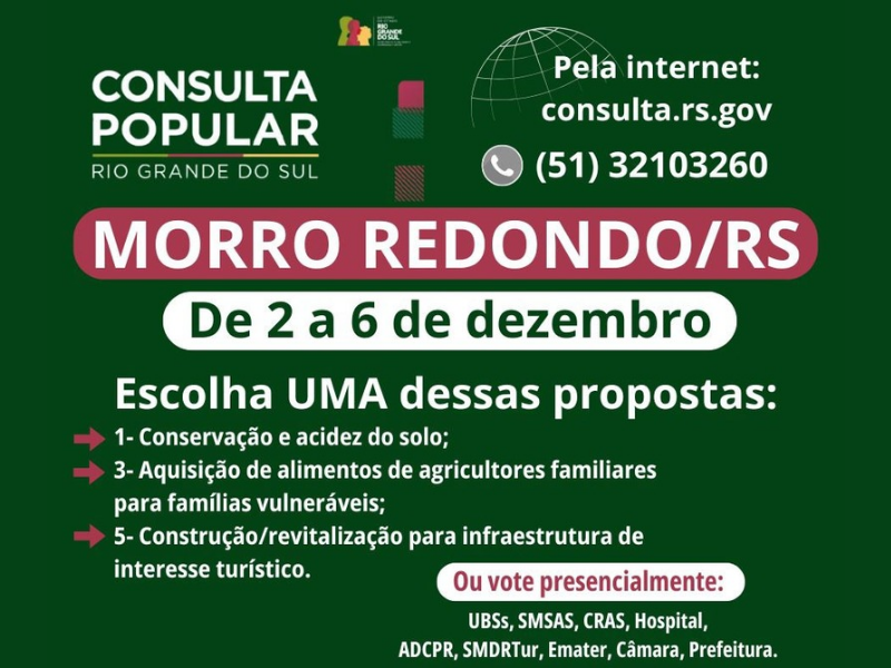 Morro Redondo mobilizado para a Consulta Popular que inicia na próxima segunda-feira
