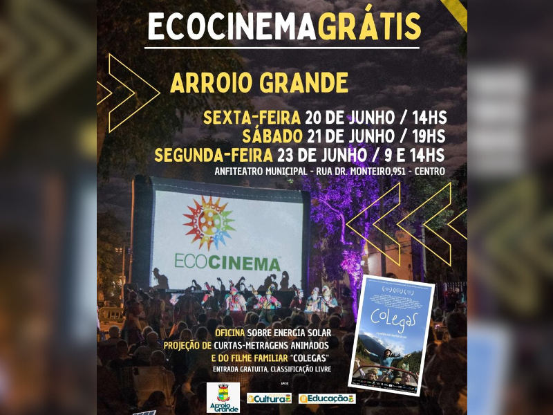Cinema gratuito para estudantes e comunidade em Arroio Grande