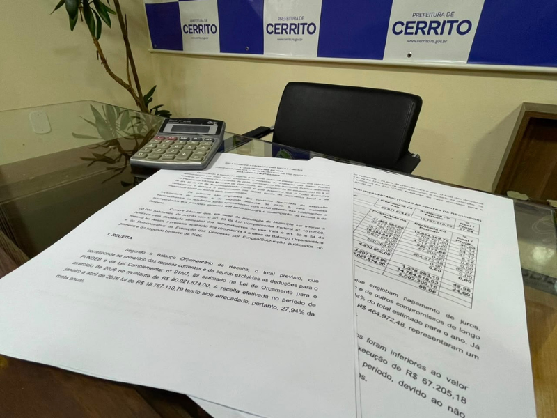 Prefeitura de Cerrito avalia contenção de gastos após arrecadação fiscal ficar abaixo das projeções