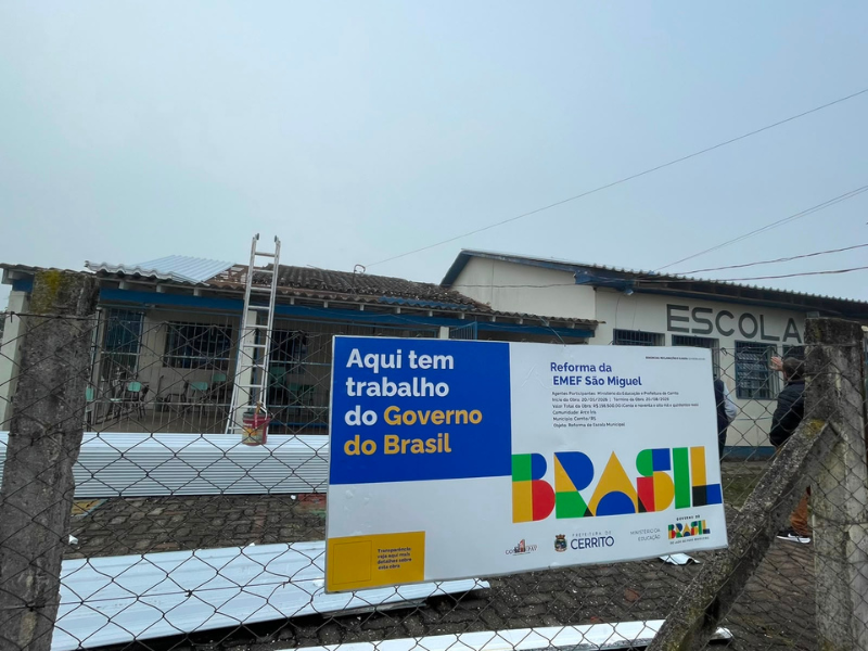 Reforma da Escola São Miguel avança e mobiliza comunidade em Cerrito